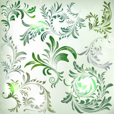 Set of vintage colorful floral branches