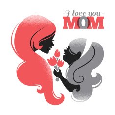 Card of Happy Mother's Day Beautiful mother silhouette with her N4
