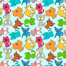 Seamless pattern with funny cats N2