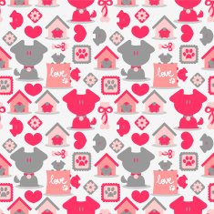 Seamless pattern with cute dogs