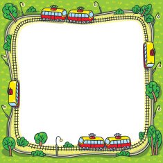 Frame with funny trams and rails N2