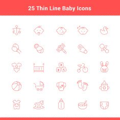Set of Thin Line Stroke Baby Icon