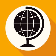 Icon Hand drawn earth on white circle with