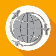 Icon Hand drawn earth on white circle with N3