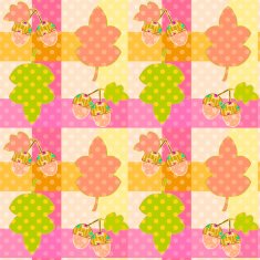 Seamless childish pattern patchwork with leaves and acorns