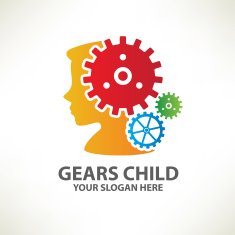 Gear child design logo template clean vector
