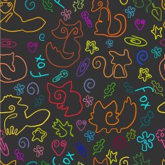 Doodle seamless pattern with foxes 1