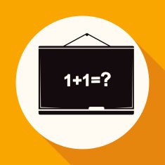 school board icon on white circle with a long shadow