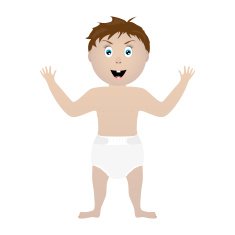 happy baby in a diaper