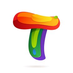 T letter volume colorful logo with splash