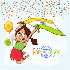Cute girl with flag for Indian Independence Day