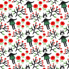 Cute bunny and flowers seamless pattern Vector hand-drawn
