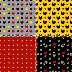 Set seamless patterns with abstract cats Vector background