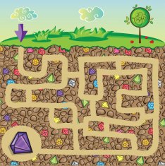 Maze for children - nature and precious stones under the N2