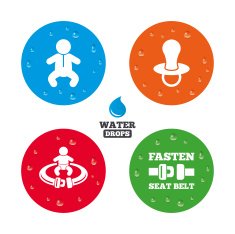 Baby infants icons Fasten seat belt symbols N7