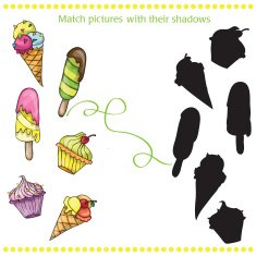 Colorful tasty cartoon ice cream - match the pictures- game