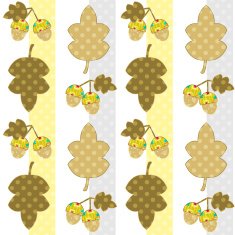 Seamless childish pattern patchwork with leaves and acorns N2