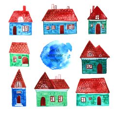 Watercolor houses N2