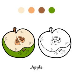Coloring book fruits and vegetables (apple) N2
