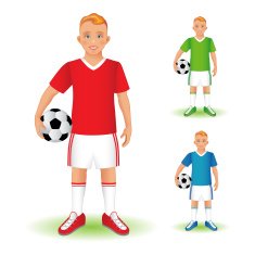 Full length Kid portrait in sportswear holding soccer ball
