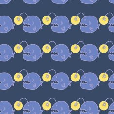 Angler fish seamless vector pattern N2