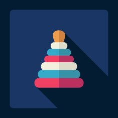 Flat modern design with shadow toy pyramid