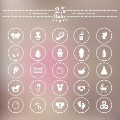 Icons flat is white baby soft background N8
