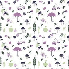 Autumn seamless pattern Vector collection Hand draw autumn elements Kids illustration