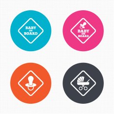 Baby on board icons Infant caution signs N23