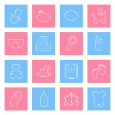 Baby lines icons set