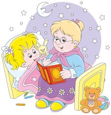 Granny and granddaughter reading
