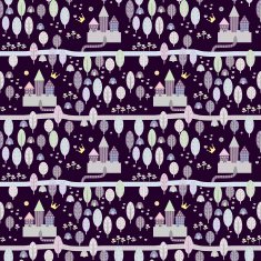 Seamless pattern with fairytale castle in the woods