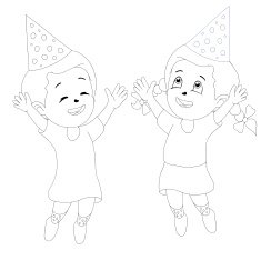 Cute cartoon party girls Drawing style