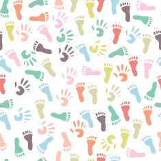 Baby handprint and footprint seamless pattern