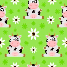 Seamless background cartoon with cow