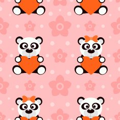 Seamless background card with pandas
