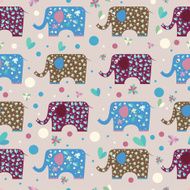 cartoon funny elephant painted in imaginary colors seamless pattern background