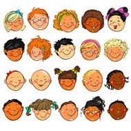 Happy Kids faces Hand drawn clip-art