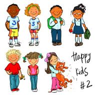 Happy Kids - part 2 Hand drawn clip-art