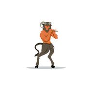 Satyr with pan flute Vector Illustration