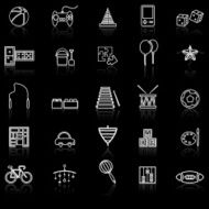 Toy line icons with reflect on white