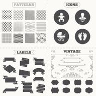 Baby infants icons Buggy and dummy symbols N15