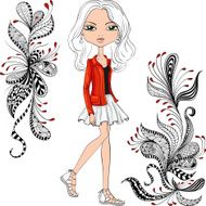 Vector fashion hipster girl