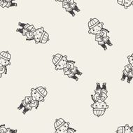Chinese boy doodle seamless pattern background N2