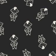 Chinese boy doodle seamless pattern background N3