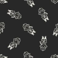 Chinese boy doodle seamless pattern background N4
