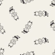 Chinese man doodle seamless pattern background N2