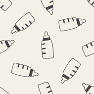 doodle baby milk bottle seamless pattern background