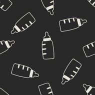 doodle baby milk bottle seamless pattern background N2