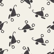 doodle baby stroller seamless pattern background